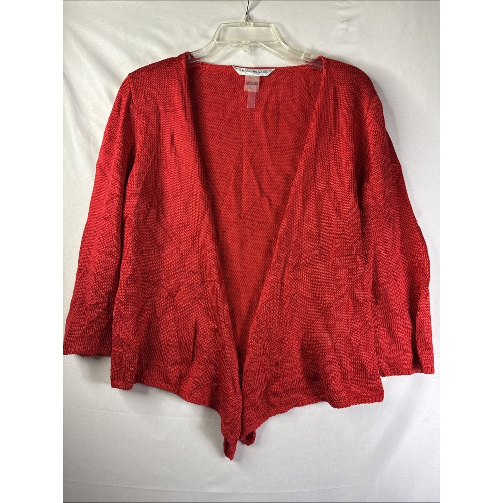Peter Nygard Cardigan Sweater Womens Large Red Knit